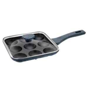 Premier Non stick Astral Paniyaram Square pan 9 Cavity with glass Lid